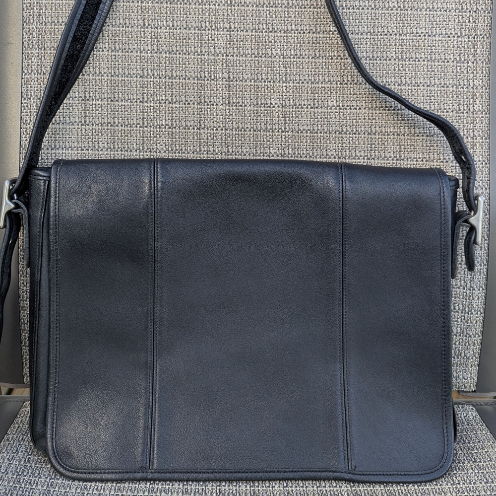 Vintage Coach Black Leather Unisex Legacy Mail Messenger Bag #9065